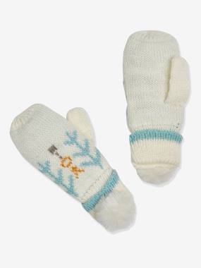 Girls-Jacquard Knit Gloves with Faux Fur Pompoms for Girls, Oeko Tex®