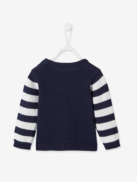 Father Christmas Knit Jumper for Babies Dark Blue - vertbaudet enfant 
