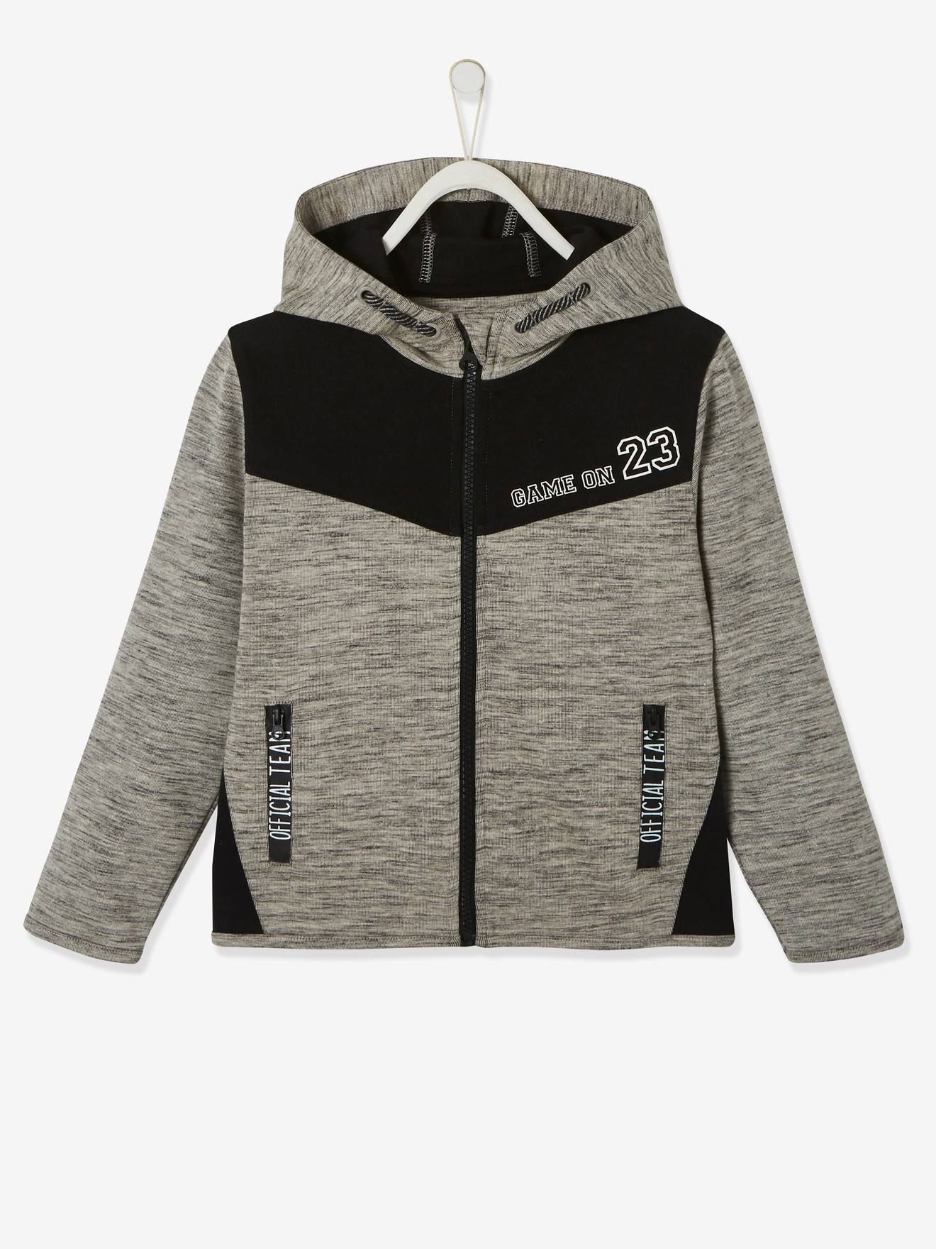 Sports Jacket with Zip, Techno Fabric, for Boys Black