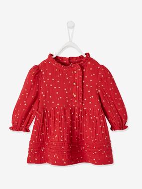 Cotton Gauze Dress with Asymmetric Fastening, for Babies  - vertbaudet enfant