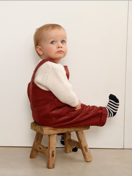 Corduroy Dungarees for Baby Boys Red - vertbaudet enfant 