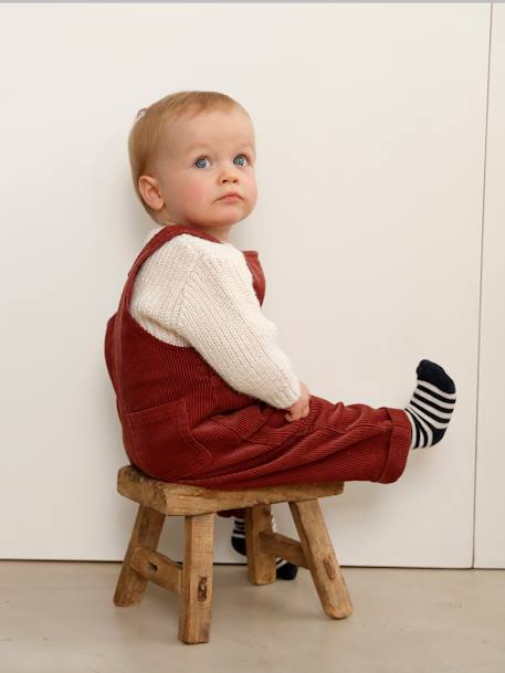 Salopette velours bébé garçon olive+terracotta - vertbaudet enfant 