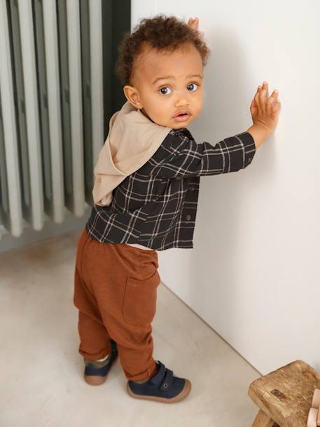 Chemise à carreaux bébé garçon carreaux gris béton+carreaux rouille - vertbaudet enfant 