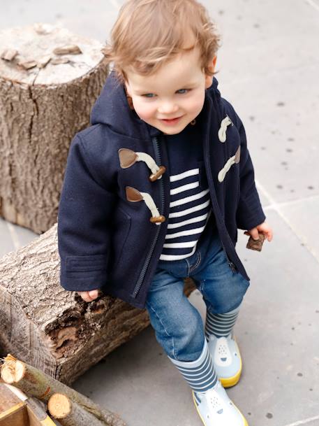 Hooded Duffle Coat for Babies Dark Blue - vertbaudet enfant 