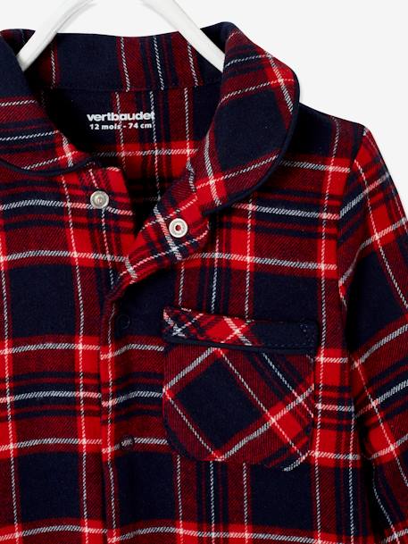 Chequered Flannel Sleepsuit for Babies Red Checks - vertbaudet enfant 