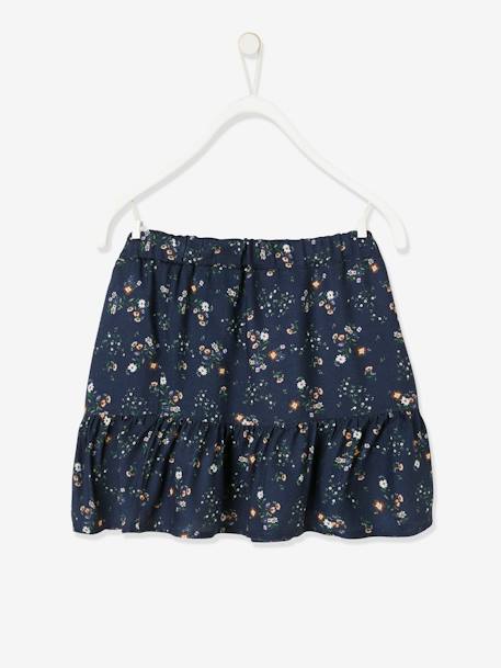 Printed Skirt for Girls Black/Print+Dark Blue/Print - vertbaudet enfant 