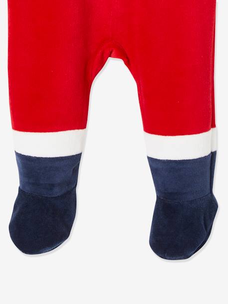 Christmas Gift Set for Babies: Velour Sleepsuit + Hat Dark Red - vertbaudet enfant 