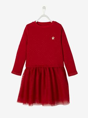 Girls-Dual Fabric Dress for Girls, Christmas Special
