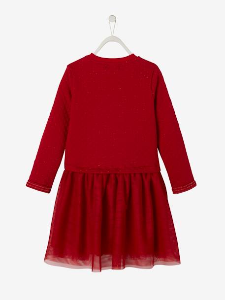 Dual Fabric Dress for Girls, Christmas Special Dark Blue+Dark Red+green - vertbaudet enfant 