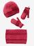 Beanie + Snood + Gloves Set for Girls Dark Pink - vertbaudet enfant 