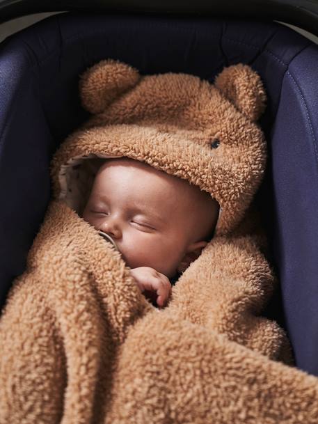 Nid d'ange transformable en tapis à langer peluche beige+beige imprimé+écru+gris souris+kaki+rose imprimé - vertbaudet enfant 