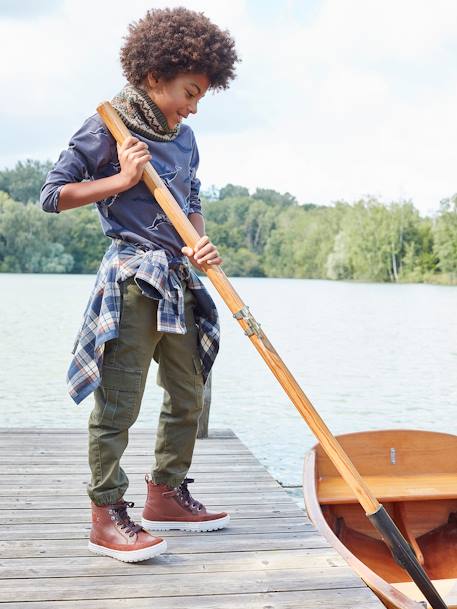 Pantalon garçon battle facile à enfiler bleu glacier+kaki foncé+taupe - vertbaudet enfant 