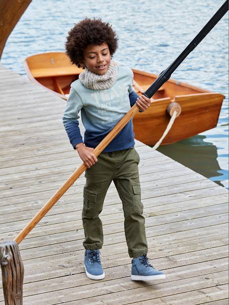Pantalon garçon battle facile à enfiler bleu glacier+kaki foncé+taupe - vertbaudet enfant 