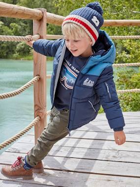 Two-tone Hooded Jacket with Recycled Polyester Padding, for Boys  - vertbaudet enfant
