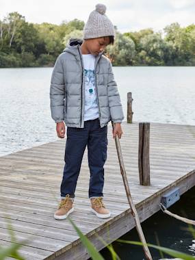 Padded Jacket with Polar Fleece Lined Hood, Reflective Effect & Recycled Fibre Padding for Boys - vertbaudet enfant