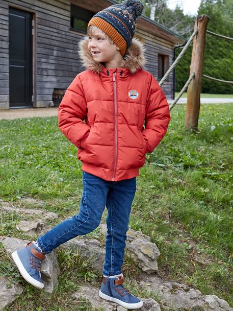 Hooded Jacket, Polar Fleece Lining Orange - vertbaudet enfant 