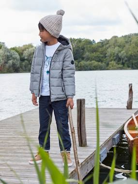 Boys-Padded Jacket with Polar Fleece Lined Hood, Reflective Effect & Recycled Fibre Padding for Boys