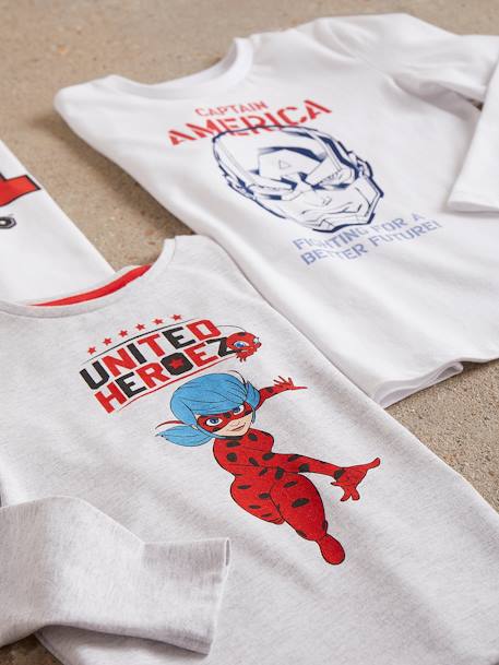 Long Sleeve Top, Miraculous: the Adventures of Ladybug, for Girls Light Grey - vertbaudet enfant 