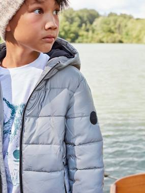 Boys-Coats & Jackets-Parkas & Coats-Padded Jacket with Polar Fleece Lined Hood, Reflective Effect & Recycled Fibre Padding for Boys