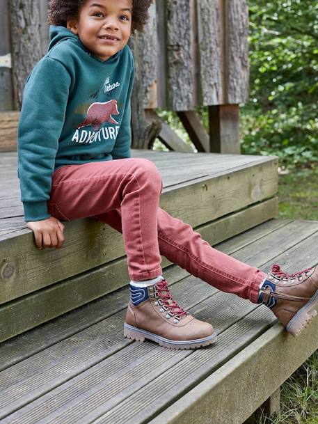 Ankle Boots with Laces & Zips for Boys Brown - vertbaudet enfant 
