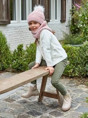 MorphologiK Slim Leg Corduroy Trousers with Iridescent Dots for Girls  - vertbaudet enfant