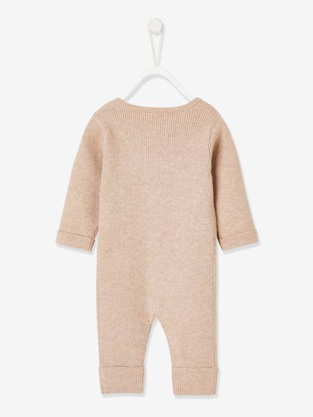 Long Sleeve Jumpsuit in Rib Knit for Babies Beige+Dark Blue+marl grey - vertbaudet enfant 