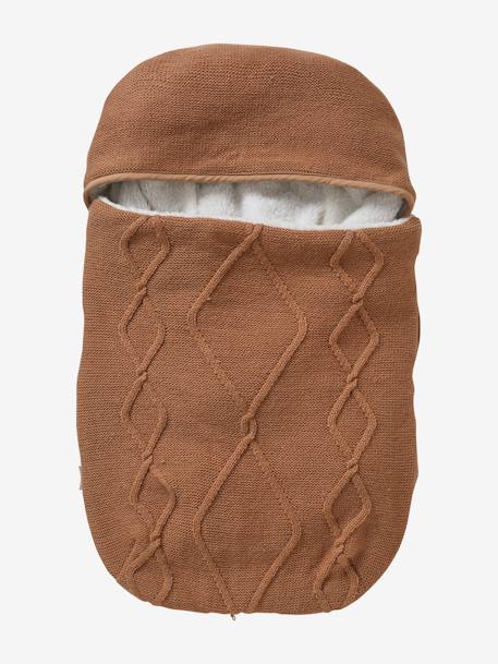 Knitted Footmuff with Polar Fleece Lining, for Car Seat Camel - vertbaudet enfant 
