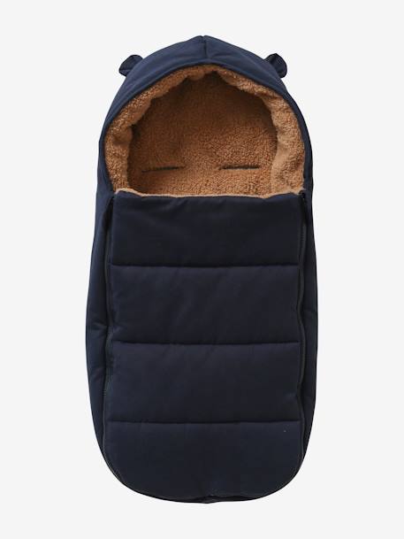 Footmuff for Baby Car Seat & Carrycot in Water-Repellent Fabric Black+Dark Blue - vertbaudet enfant 