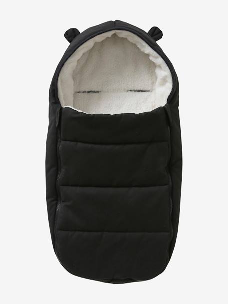 Footmuff for Baby Car Seat & Carrycot in Water-Repellent Fabric Black+Dark Blue - vertbaudet enfant 