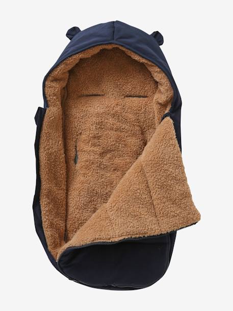 Footmuff for Baby Car Seat & Carrycot in Water-Repellent Fabric Black+Dark Blue - vertbaudet enfant 