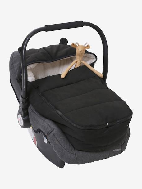 Footmuff for Baby Car Seat & Carrycot in Water-Repellent Fabric Black+Dark Blue - vertbaudet enfant 