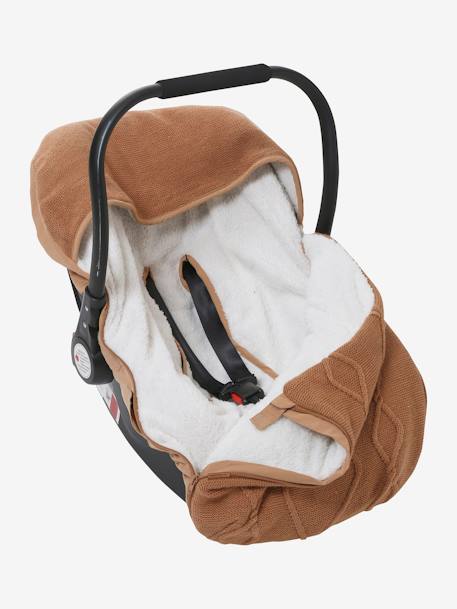 Knitted Footmuff with Polar Fleece Lining, for Car Seat Camel - vertbaudet enfant 