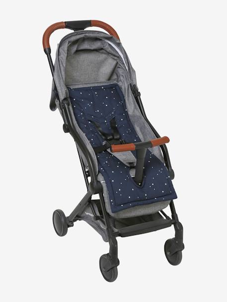 Reversible Cover for Pushchair Seat BLUE DARK ALL OVER PRINTED+WHITE LIGHT ALL OVER PRINTED - vertbaudet enfant 