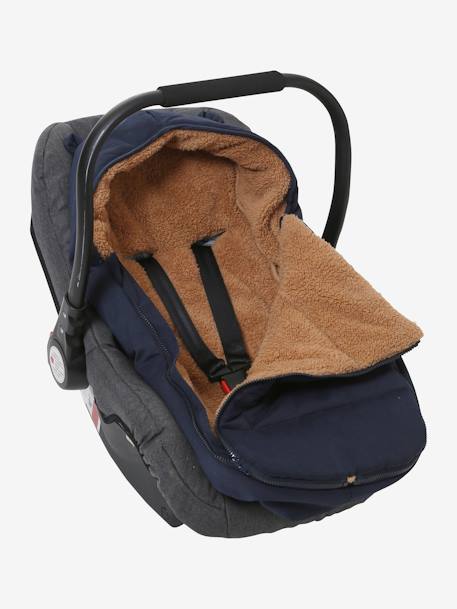 Footmuff for Baby Car Seat & Carrycot in Water-Repellent Fabric Black+Dark Blue - vertbaudet enfant 