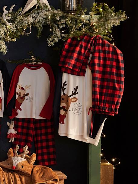 Pyjama Noël homme / Pyjama famille Beige avec anim et bas à carre - vertbaudet enfant 