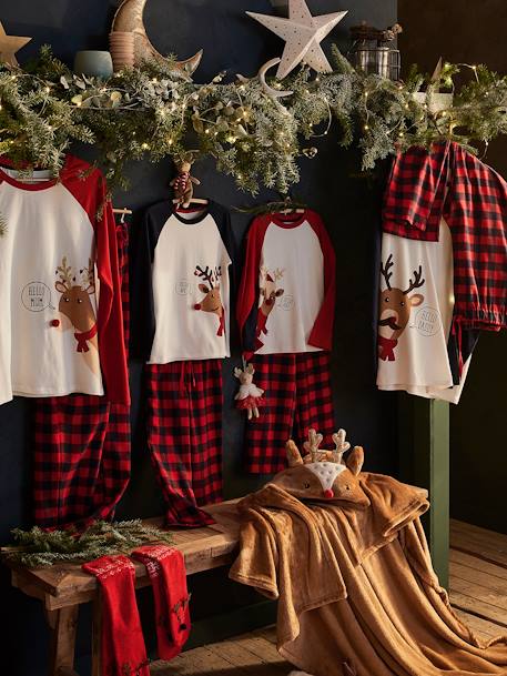 Pyjama Noël homme / Pyjama famille Beige avec anim et bas à carre - vertbaudet enfant 