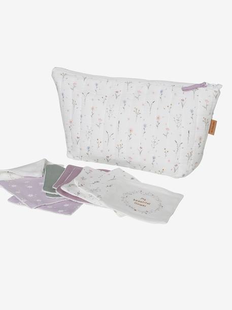 Toiletry Bag in Cotton Gauze for Children WHITE LIGHT SOLID WITH DESIGN - vertbaudet enfant 