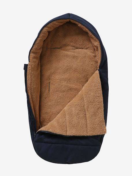 Footmuff for Pushchair in Water-Repellent Fabric Black+Dark Blue - vertbaudet enfant 
