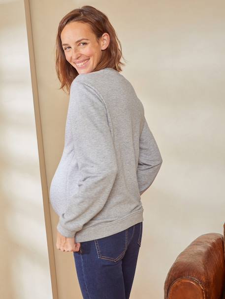 Fleece Sweatshirt with Message, Maternity & Nursing Special Grey