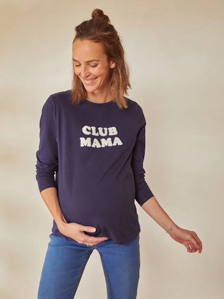 T-shirt à message grossesse et allaitement en coton bio MARINE GRISE+Vert - vertbaudet enfant 