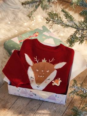 Girls-Cardigans, Jumpers & Sweatshirts-Jumpers-Christmas Combo with Deer & Matching Hair Slide, for Girls