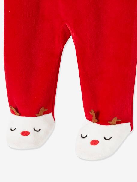 Christmas Gift Set for Babies: Velour Sleepsuit + Beanie Dark Red - vertbaudet enfant 