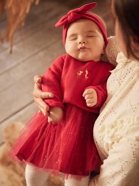 Bébé-Robe de fêtes effet 2 en 1 et son bandeau bébé
