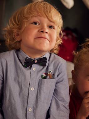 Christmas Shirt with Fun Motif, Thin Stripes, for Boys  - vertbaudet enfant