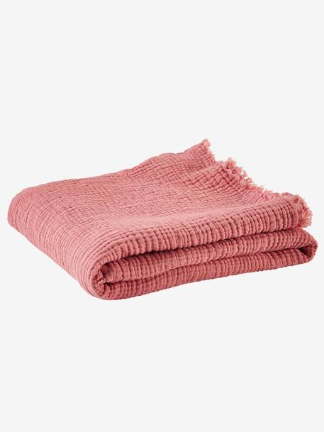Plaid en gaze de coton bio bleu vert+caramel+rose+taupe - vertbaudet enfant 