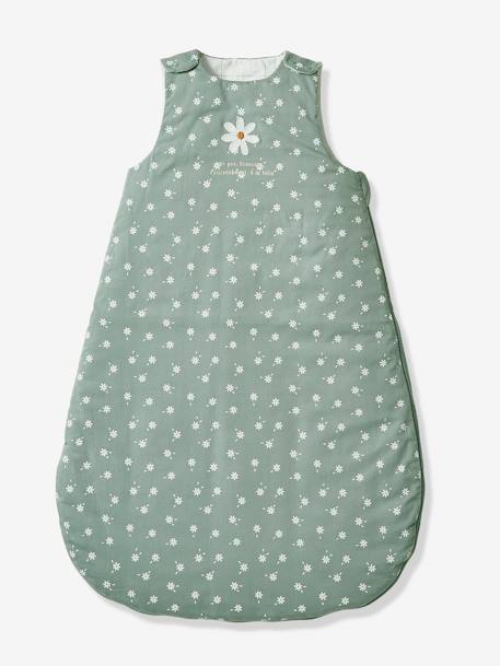 Sleeveless Baby Sleep Bag, Daisy GREEN MEDIUM SOLID WITH DESIG - vertbaudet enfant 
