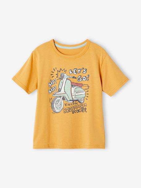 T-Shirt with Graphic Motifs for Boys BEIGE MEDIUM SOLID WITH DECOR+BLUE LIGHT SOLID WITH DESIGN+BLUE MEDIUM SOLID WITH DESIGN+WHITE LIGHT SOLID WITH DESIGN - vertbaudet enfant 