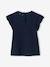 T-shirt fille détails en broderie anglaise BLANC+bleu marine+VERT PALE - vertbaudet enfant 