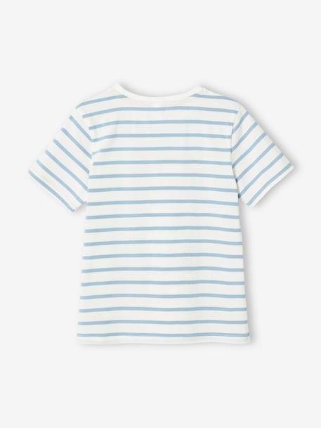Striped T-Shirt for Boys BLUE LIGHT STRIPED+GREEN LIGHT STRIPED - vertbaudet enfant 