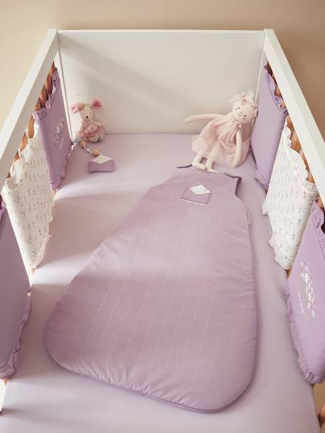 Sleeveless Baby Sleep Bag, Sweet Provence PURPLE LIGHT SOLID WITH DESIGN - vertbaudet enfant 
